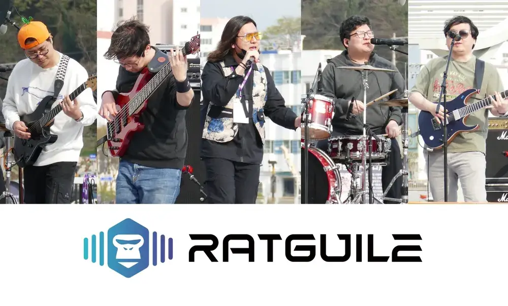 RATGUILE members are Gyeongpil, Rock Kang, Taeseong, Yunsu, and Sanghoon.